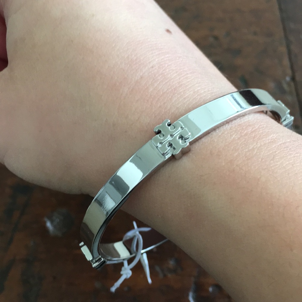 Tory Burch silver logo bangle